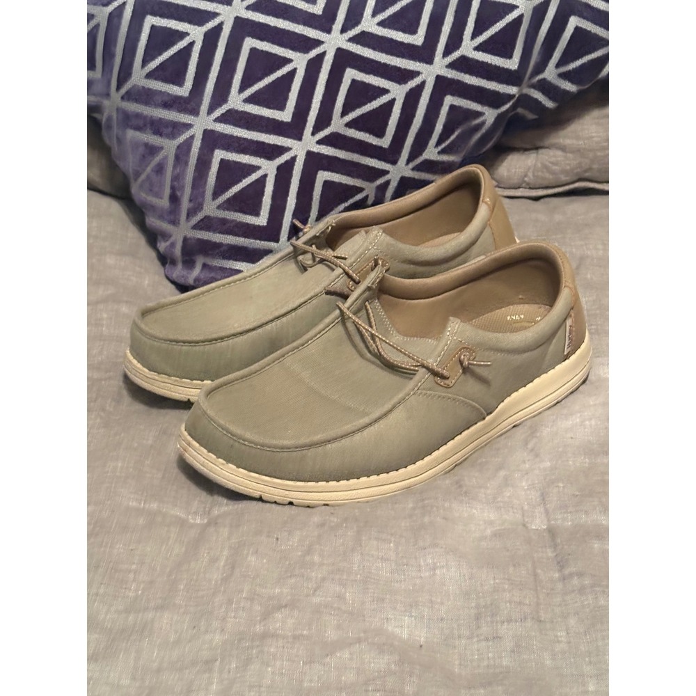 Hurley Mens H-Dusk Moc Toe Loafers Olive Green Canvas Slip On Shoes Size 12